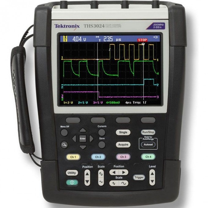 Цифровой осциллограф-мультиметр TEKTRONIX четырехканальный с полосой пропускания 200 МГц THS3024
